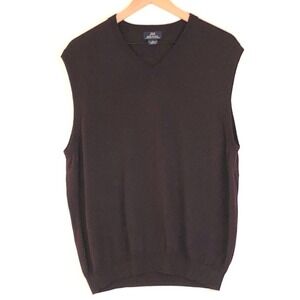 VTG BROOKS BROTHERS 346 Merino Wool Sweater Vest Men's L Burgundy V-Neck Preppy